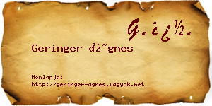 Geringer Ágnes névjegykártya